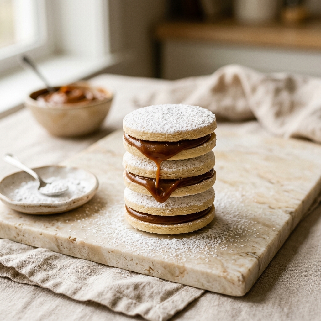 Artisan alfajores box of 16, elegantly arranged