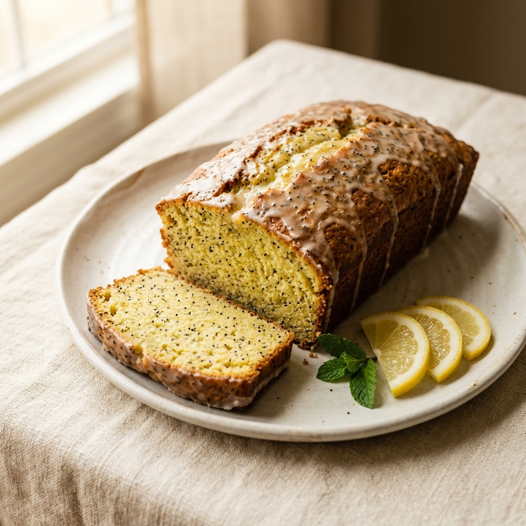 Lemon olive oil poppy seed loaf