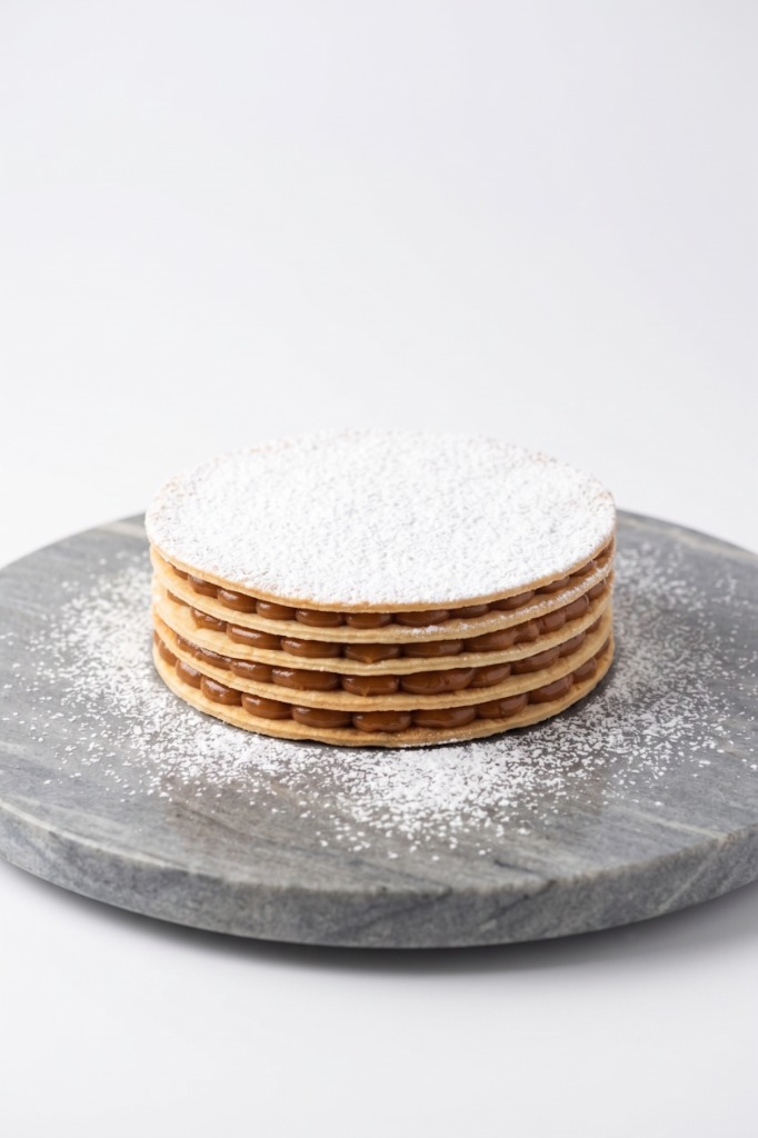 Alfajor cake — four layers of alfajor cookies with dulce de leche